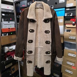 Men's Brown & Cream Shearling Coat
